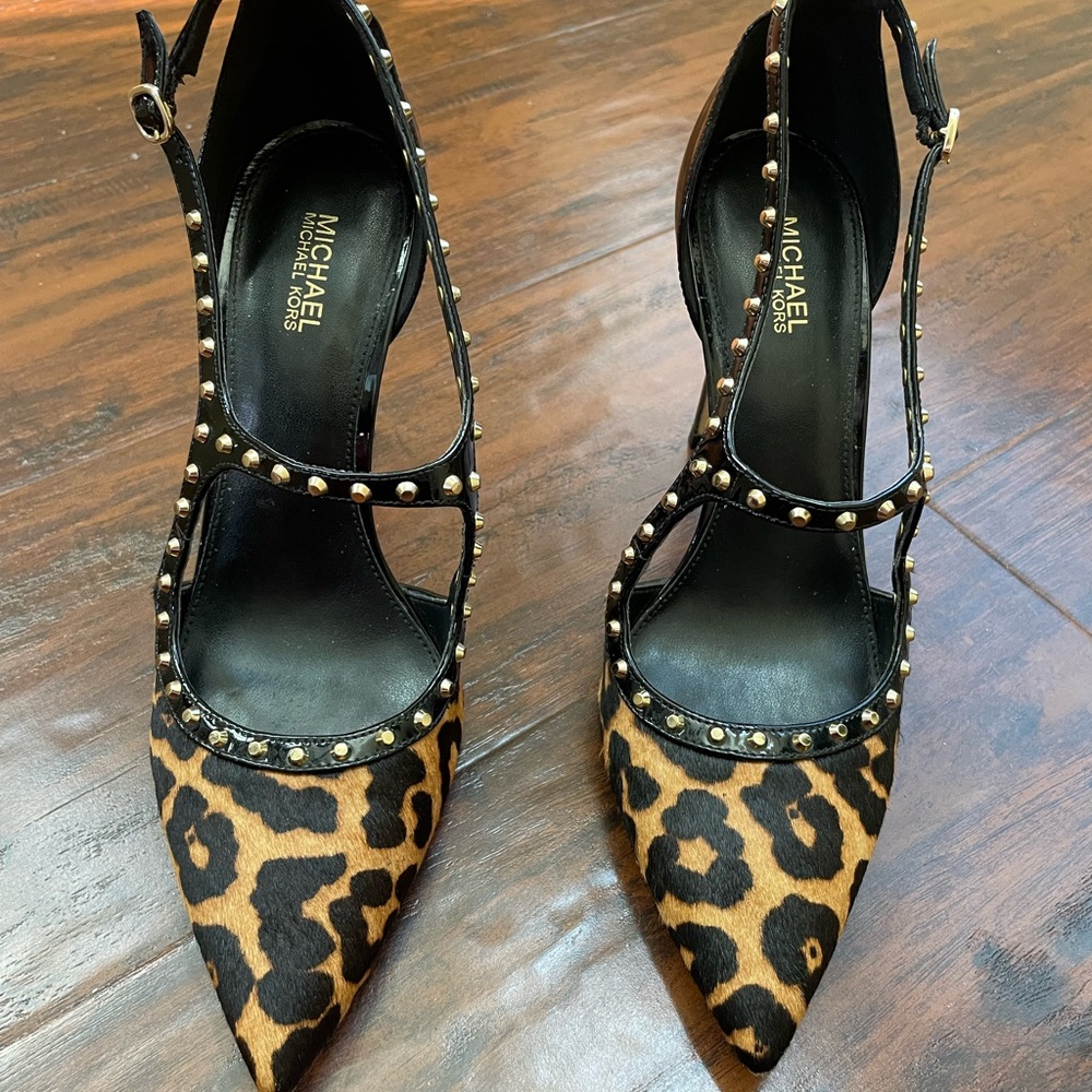 Michael Kors Leopard and Black Studded Heels